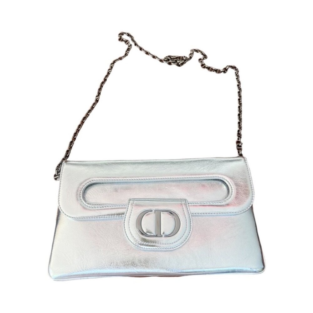 Christian Dior Silver Leather Clutch and Shoulder Bag Silvery - Picture 2 of 12